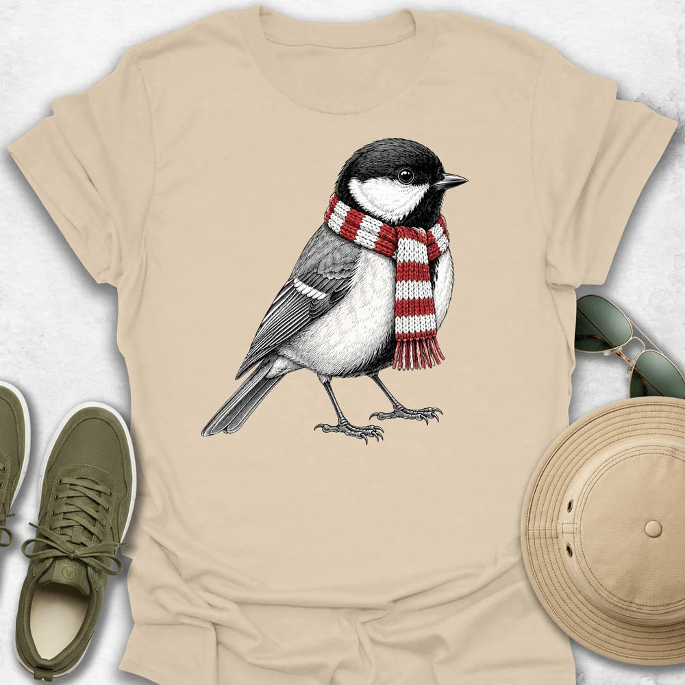 Great Tit with a Cozy Scarf T-Shirt