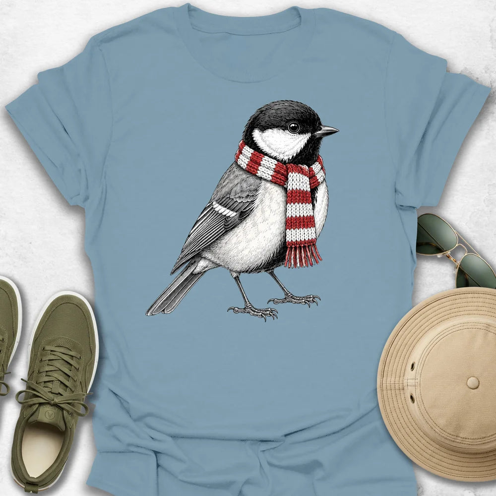 Great Tit with a Cozy Scarf T-Shirt