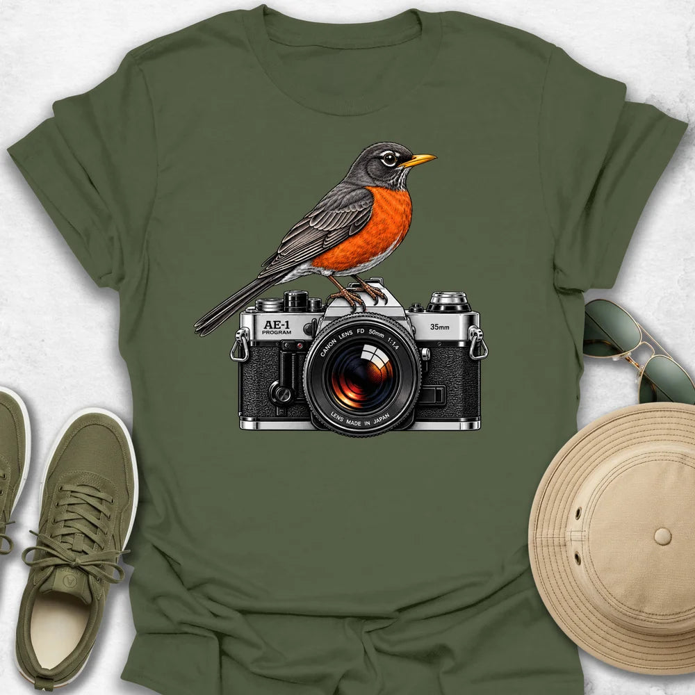 American Robin on Camera T-Shirt