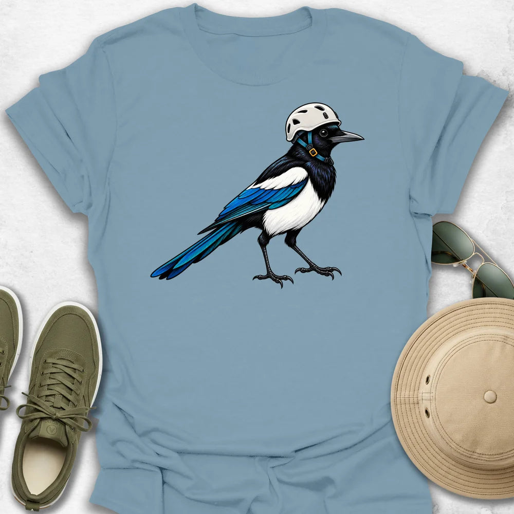Magpie with Rock Climbing Helmet T-Shirt