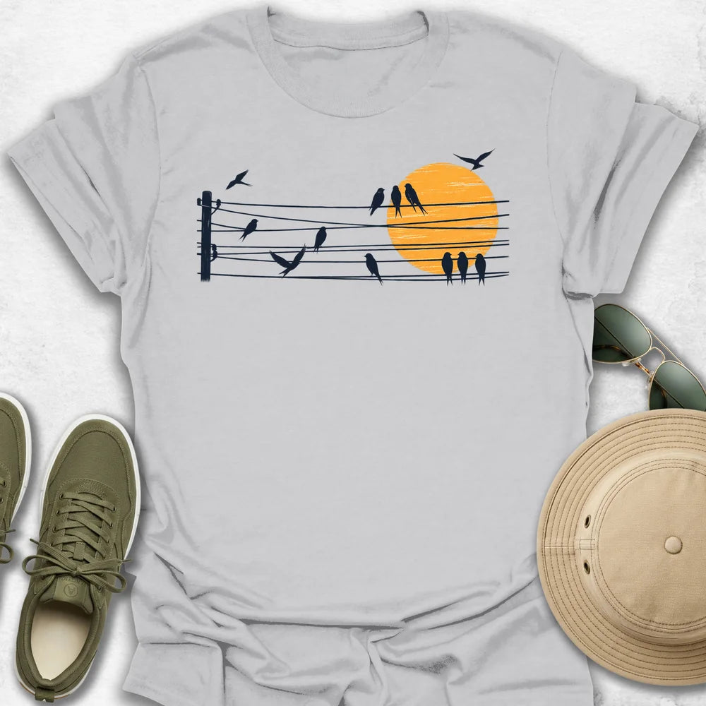 Birds on Wires at Sunrise T-Shirt