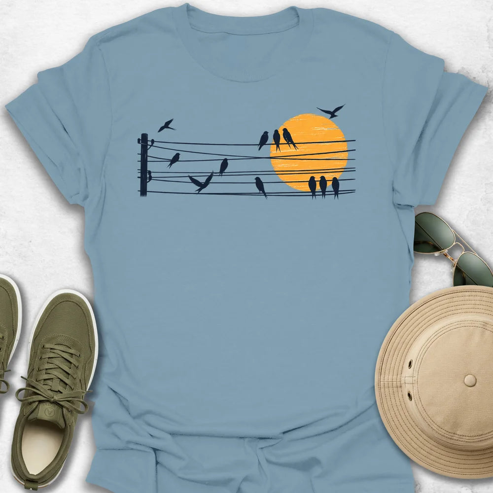 Birds on Wires at Sunrise T-Shirt