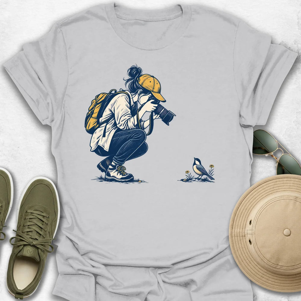 Bird Photographer and Songbird Encounter T-Shirt