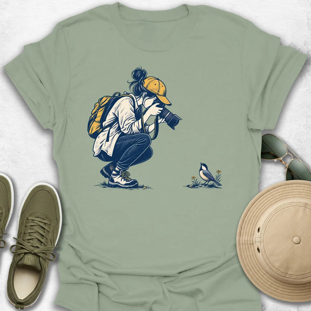 Bird Photographer and Songbird Encounter T-Shirt