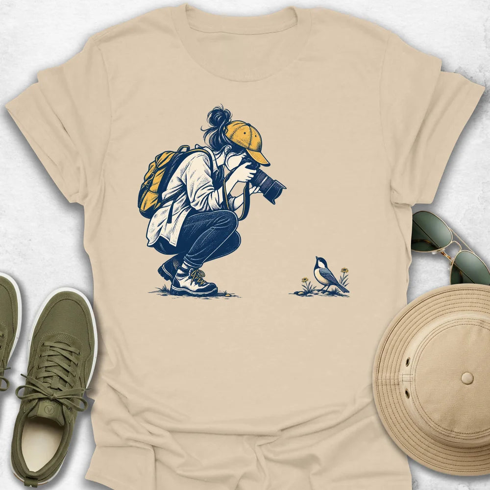 Bird Photographer and Songbird Encounter T-Shirt
