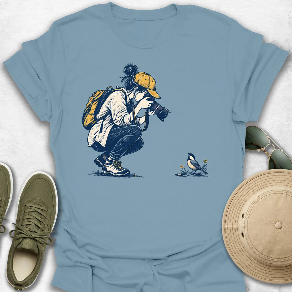 Bird Photographer and Songbird Encounter T-Shirt
