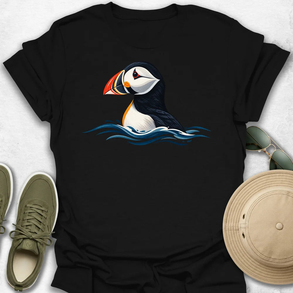Puffin Rising Through Waves T-Shirt