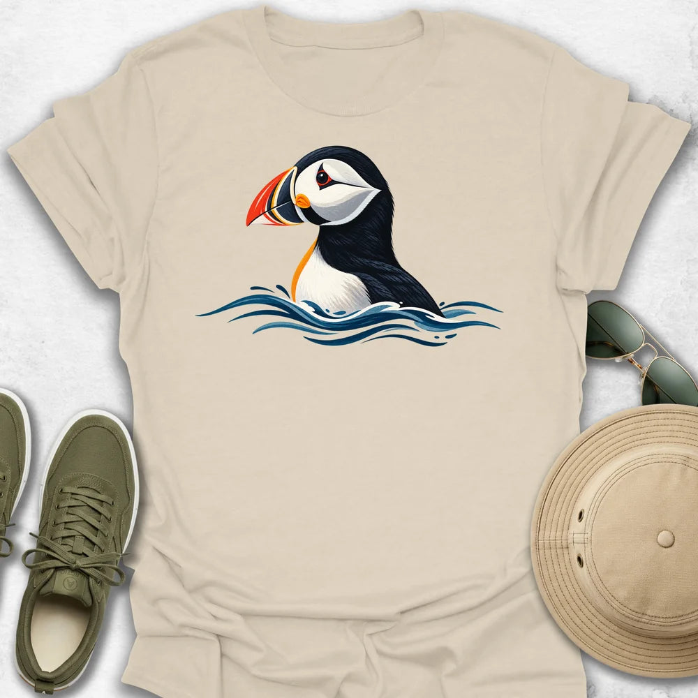 Puffin Rising Through Waves T-Shirt