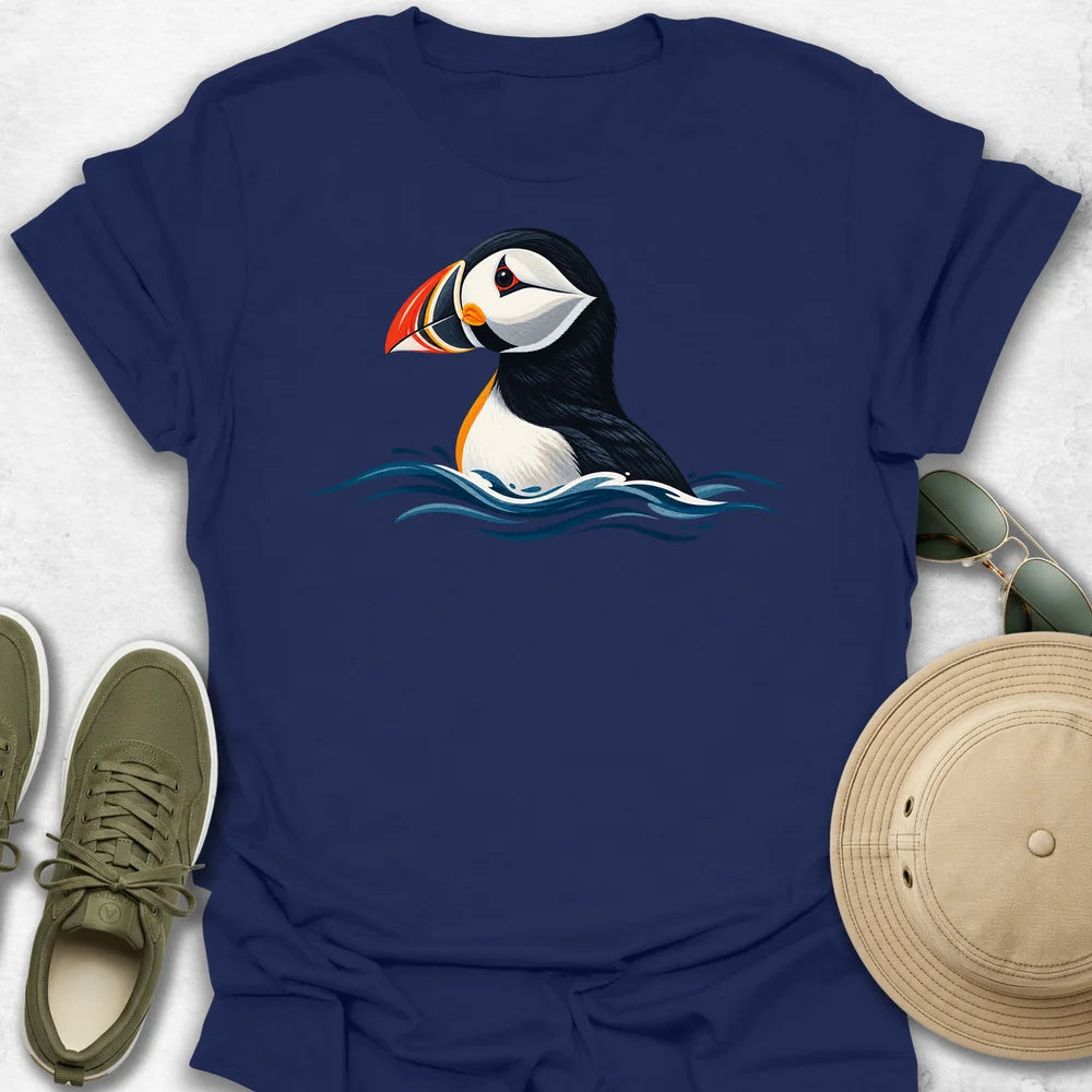 Puffin Rising Through Waves T-Shirt