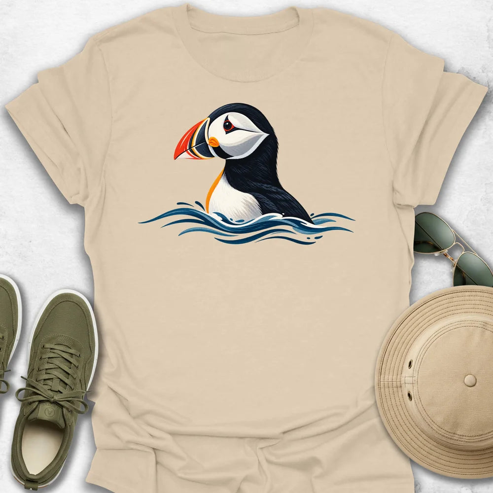 Puffin Rising Through Waves T-Shirt