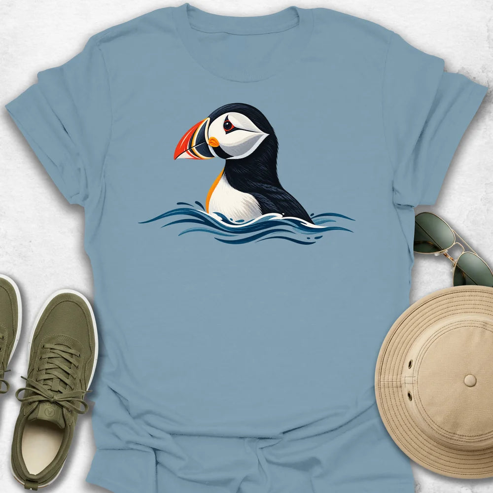 Puffin Rising Through Waves T-Shirt