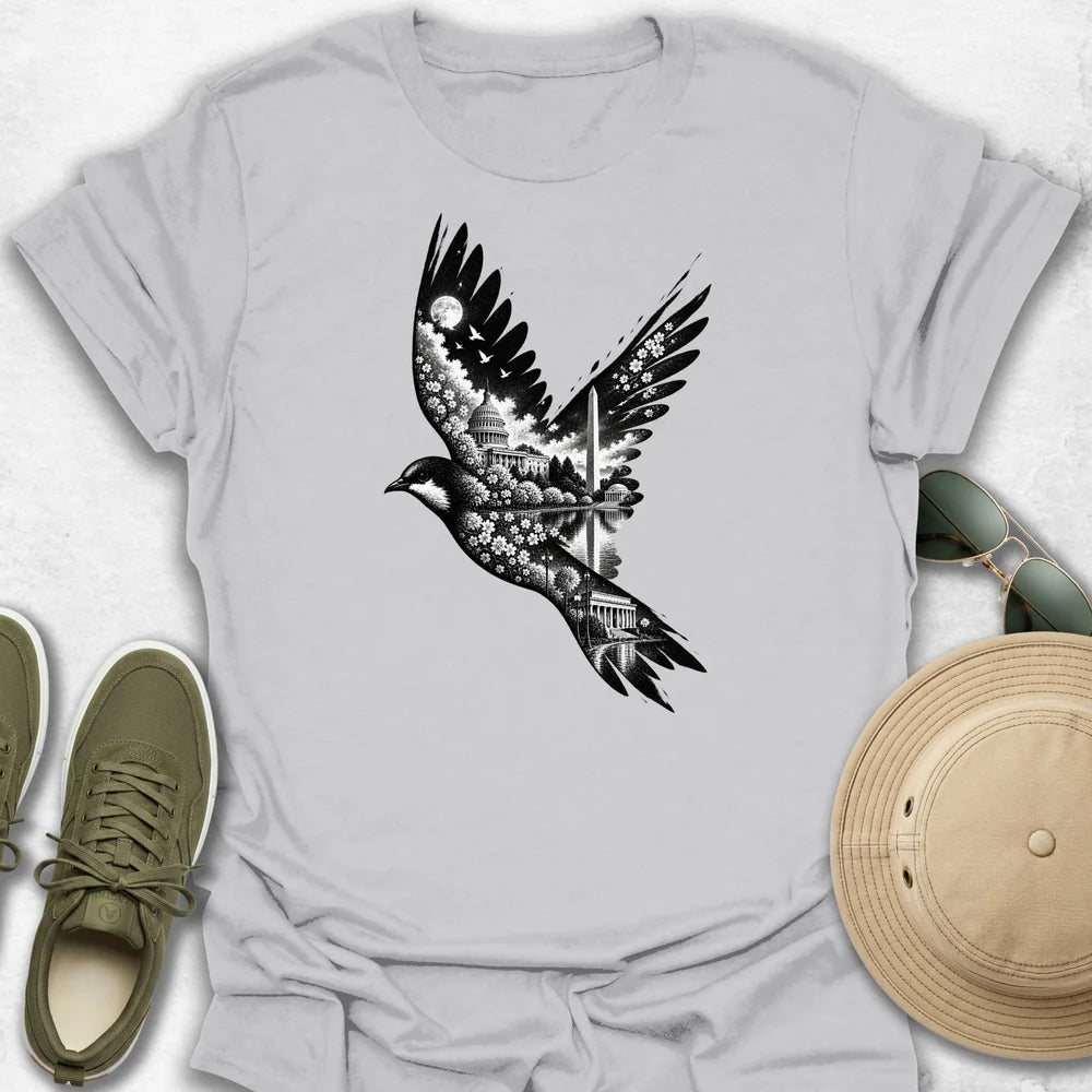 Washington Cityscape Bird in Flight T-Shirt