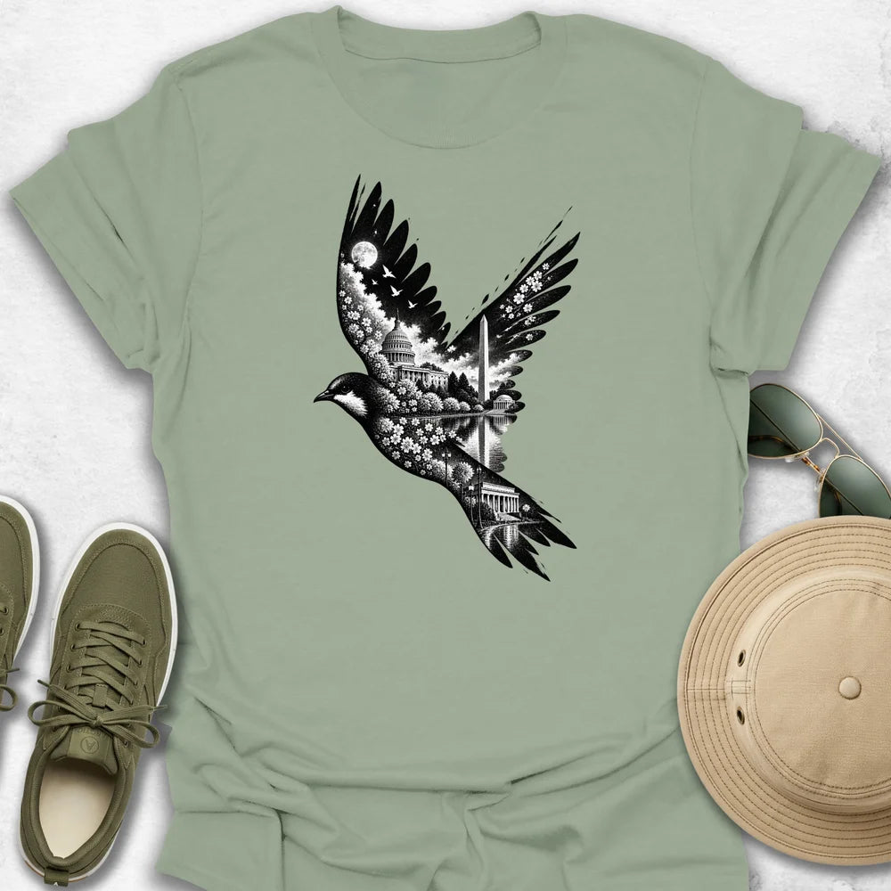 Washington Cityscape Bird in Flight T-Shirt
