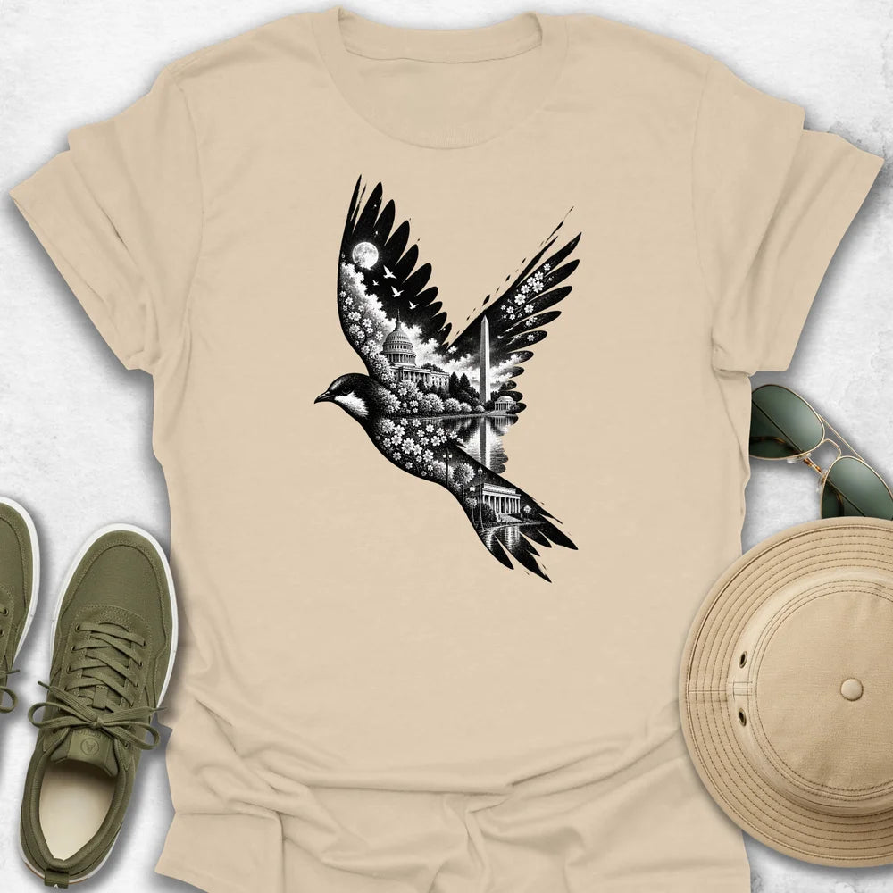 Washington Cityscape Bird in Flight T-Shirt