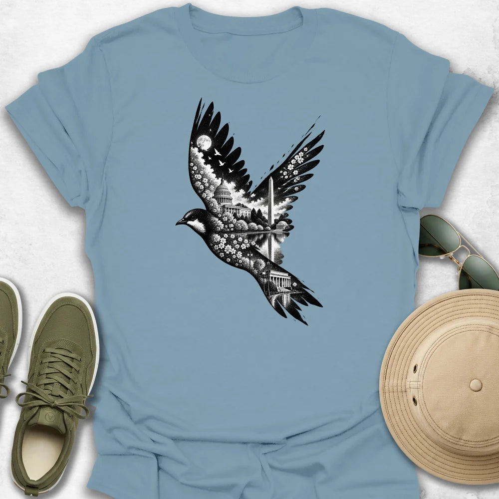 Washington Cityscape Bird in Flight T-Shirt