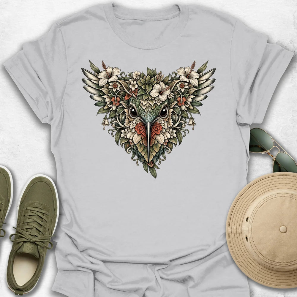 Botanical Hummingbird Floral Mask T-Shirt