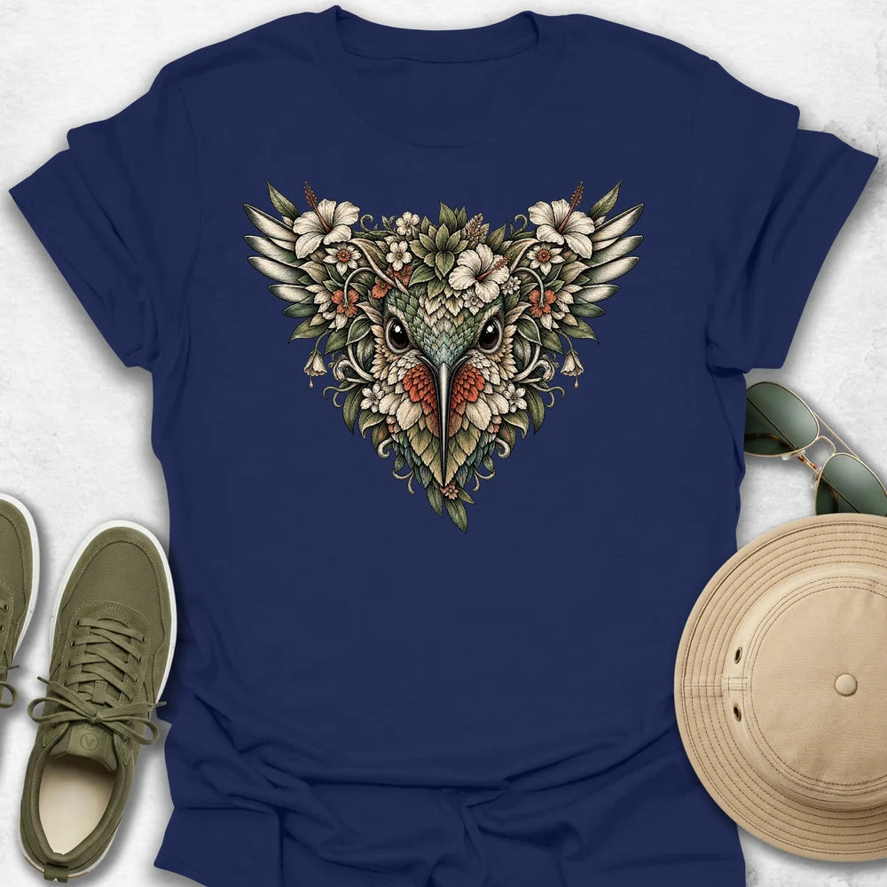 Botanical Hummingbird Floral Mask T-Shirt