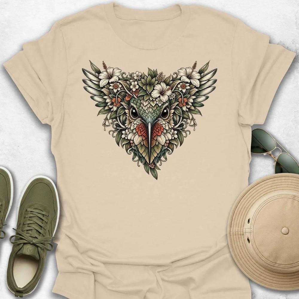 Botanical Hummingbird Floral Mask T-Shirt