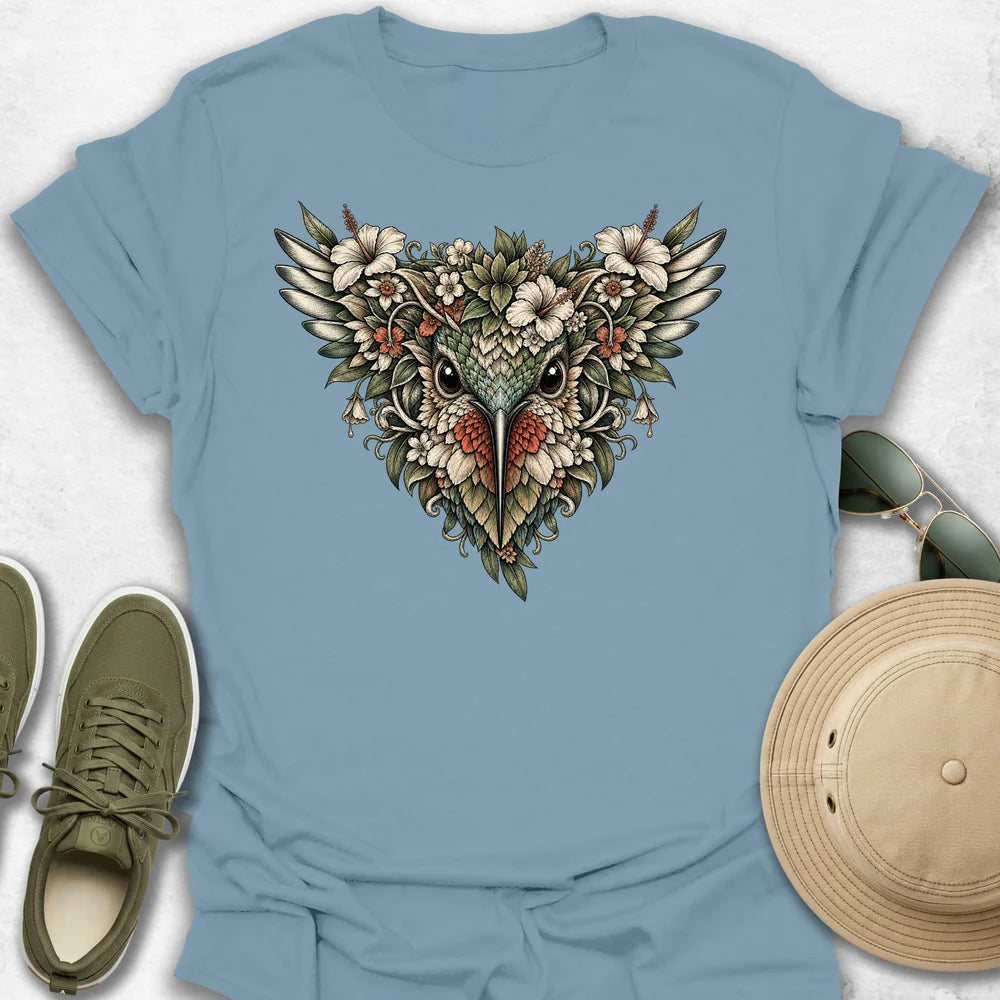 Botanical Hummingbird Floral Mask T-Shirt