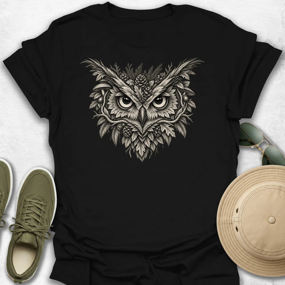 Botanical Owl Engraving T-Shirt