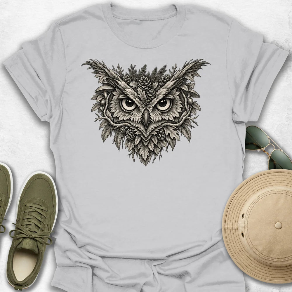 Botanical Owl Engraving T-Shirt
