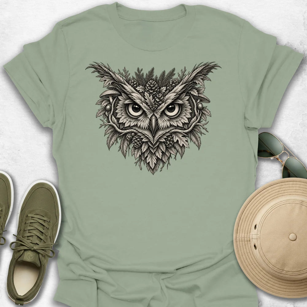 Botanical Owl Engraving T-Shirt
