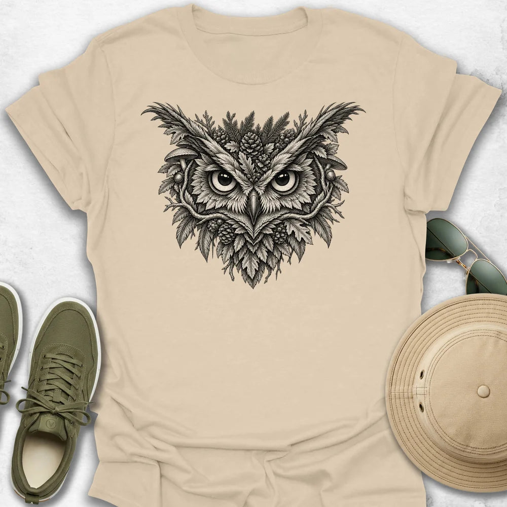 Botanical Owl Engraving T-Shirt