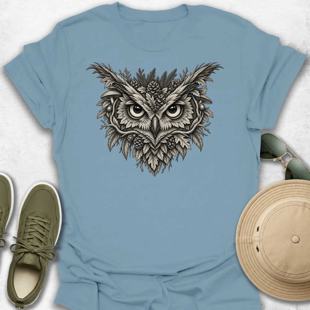 Botanical Owl Engraving T-Shirt