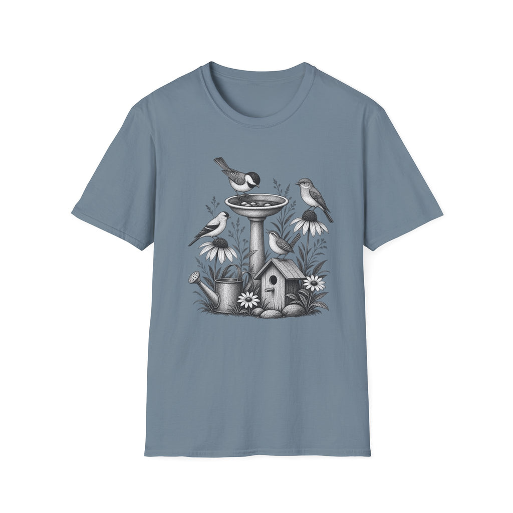 Vintage Bird Bath Garden T-Shirt