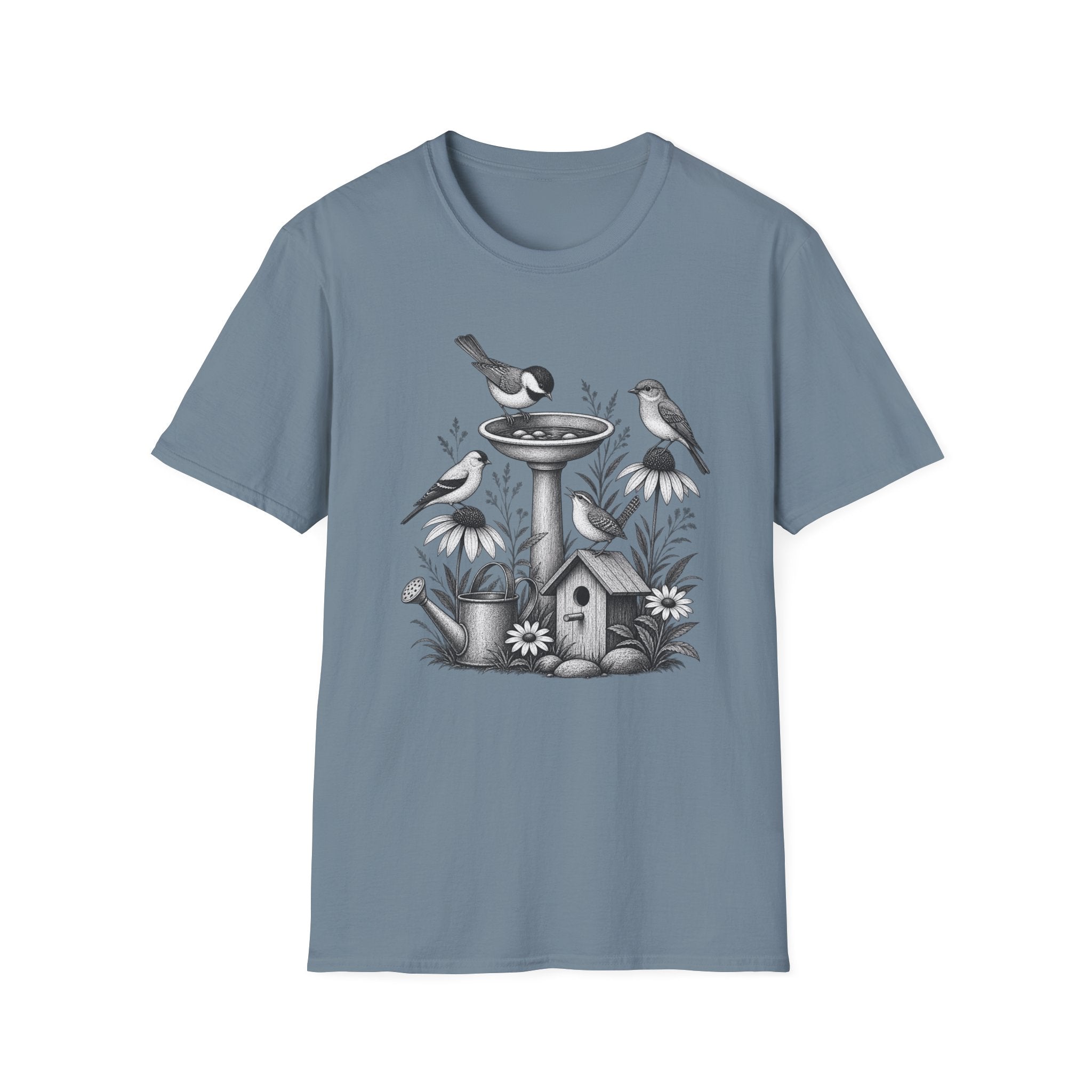 Vintage Bird Bath Garden T-Shirt