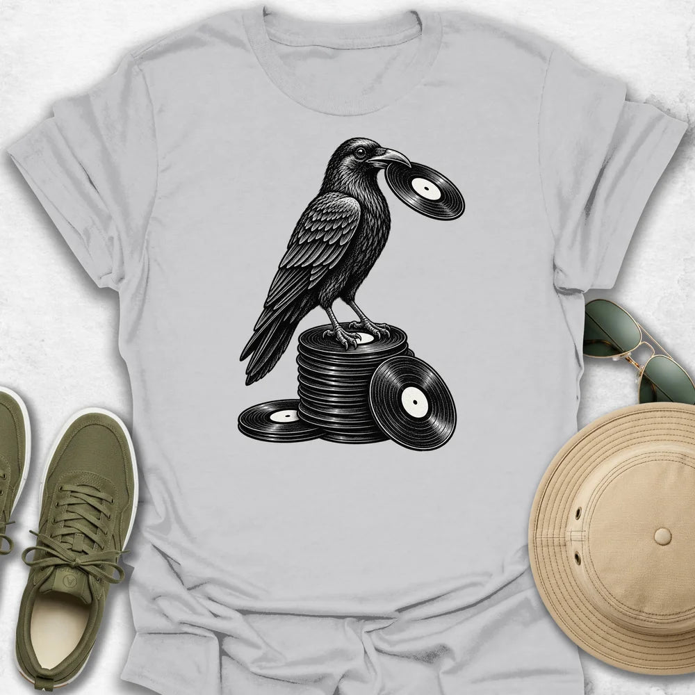 Crow Standing on Vinyl T-Shirt