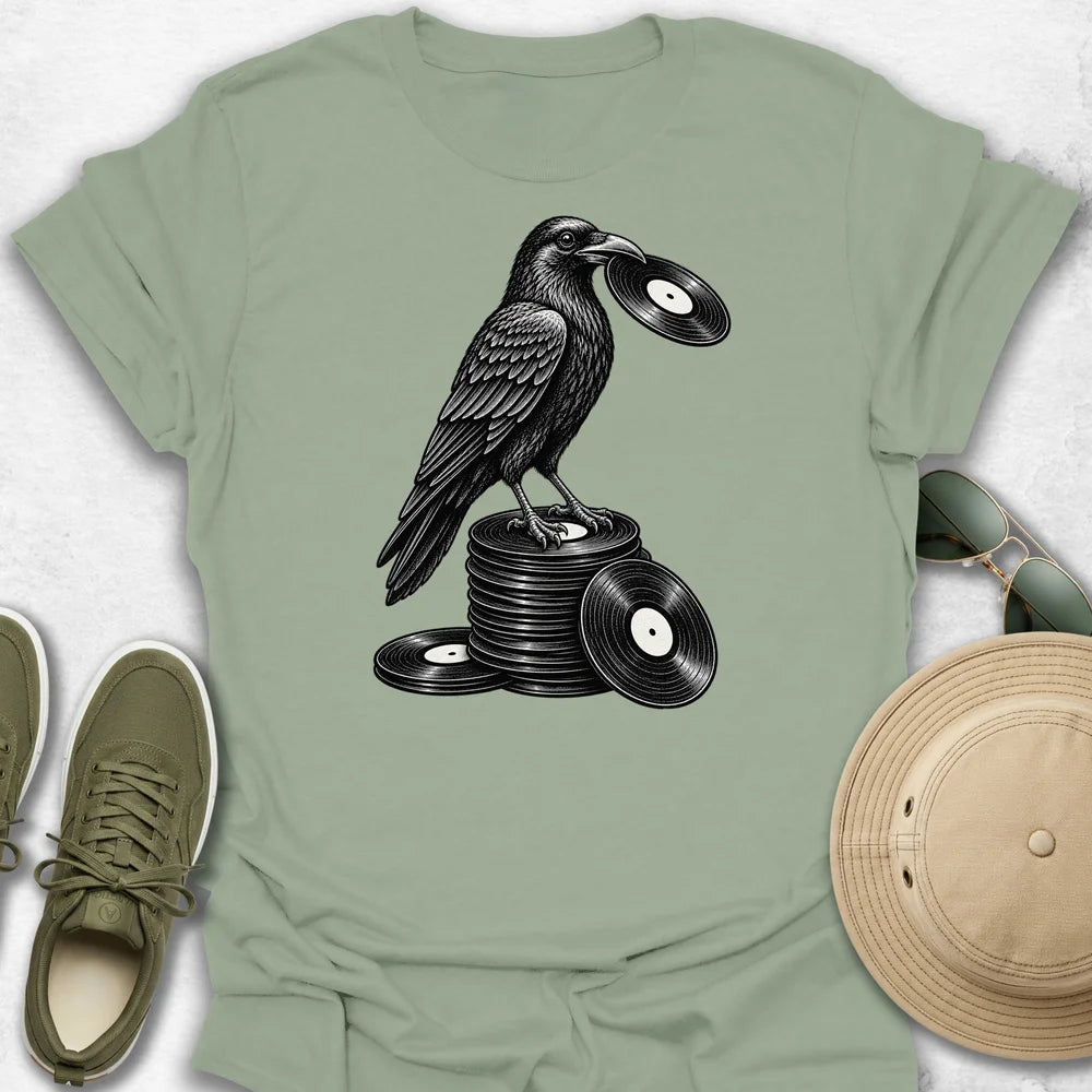 Crow Standing on Vinyl T-Shirt