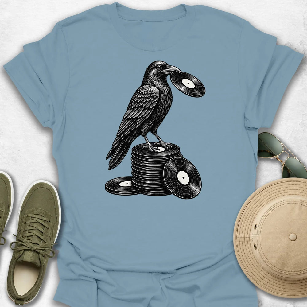 Crow Standing on Vinyl T-Shirt