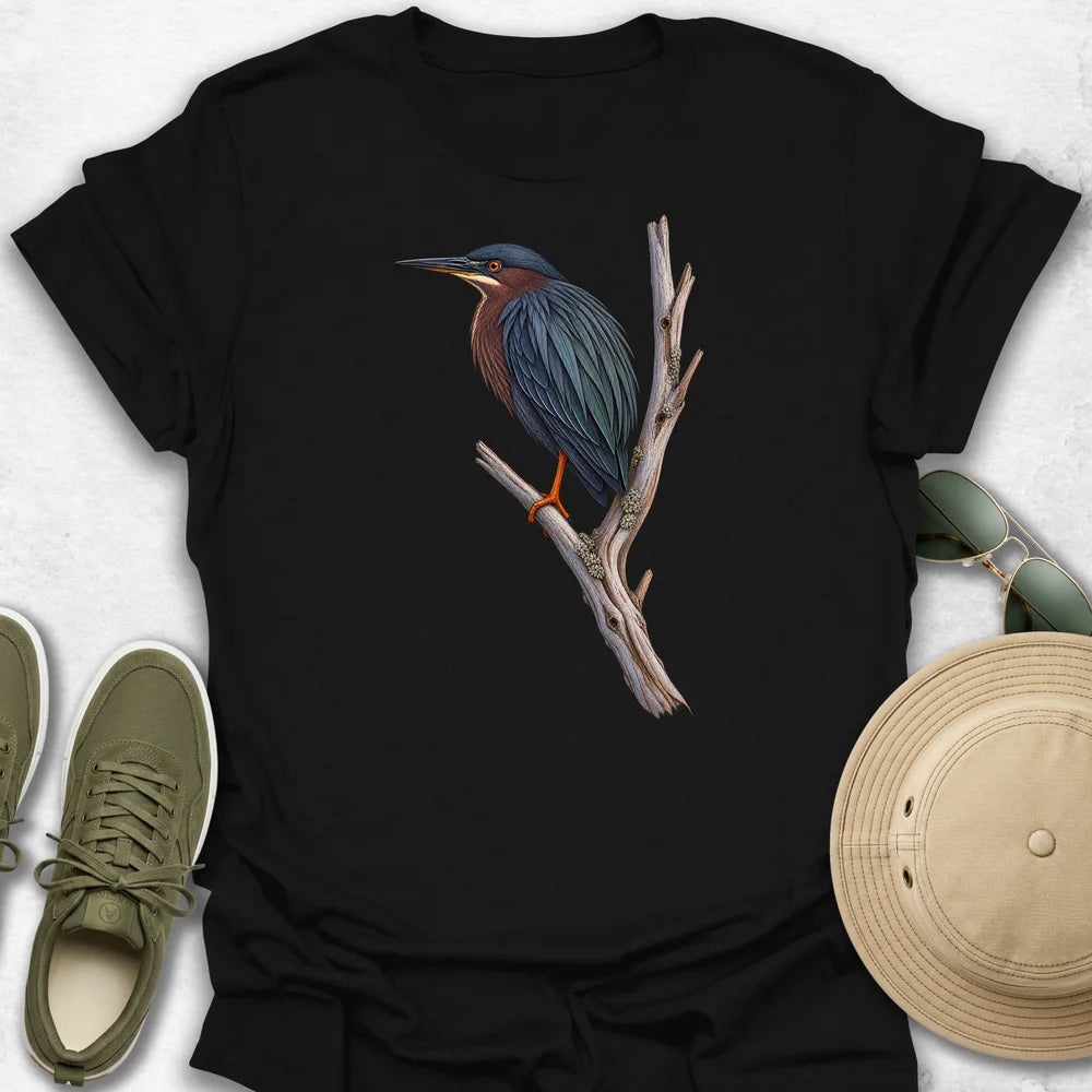 Green Heron Perched on Branch T-Shirt