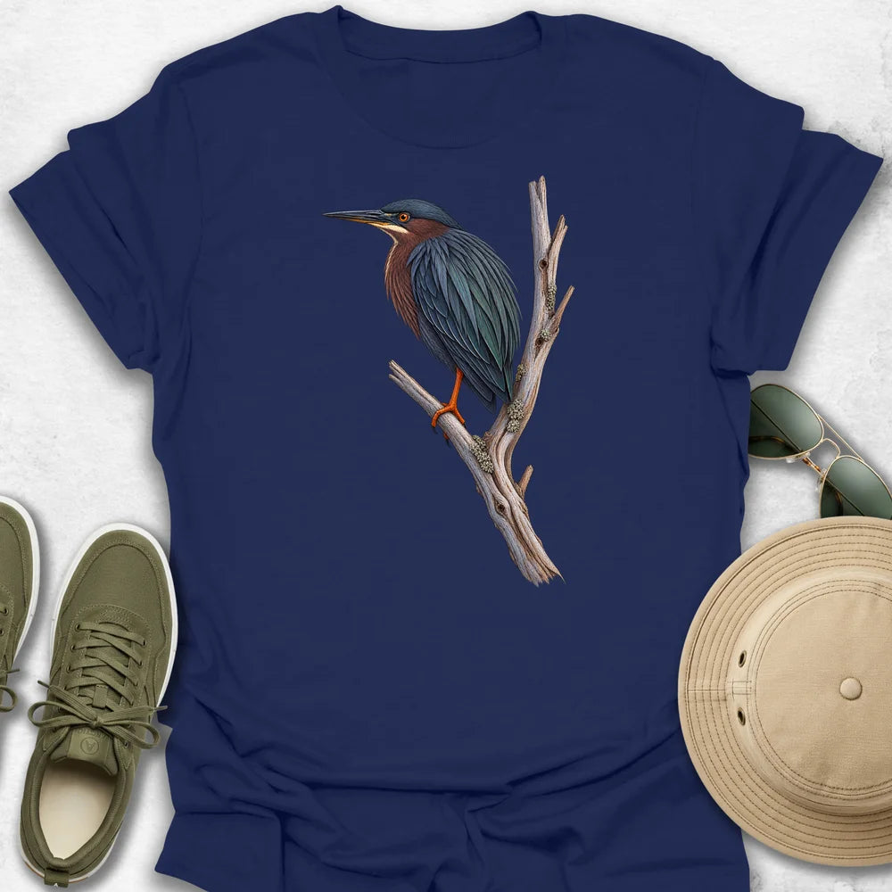 Green Heron Perched on Branch T-Shirt