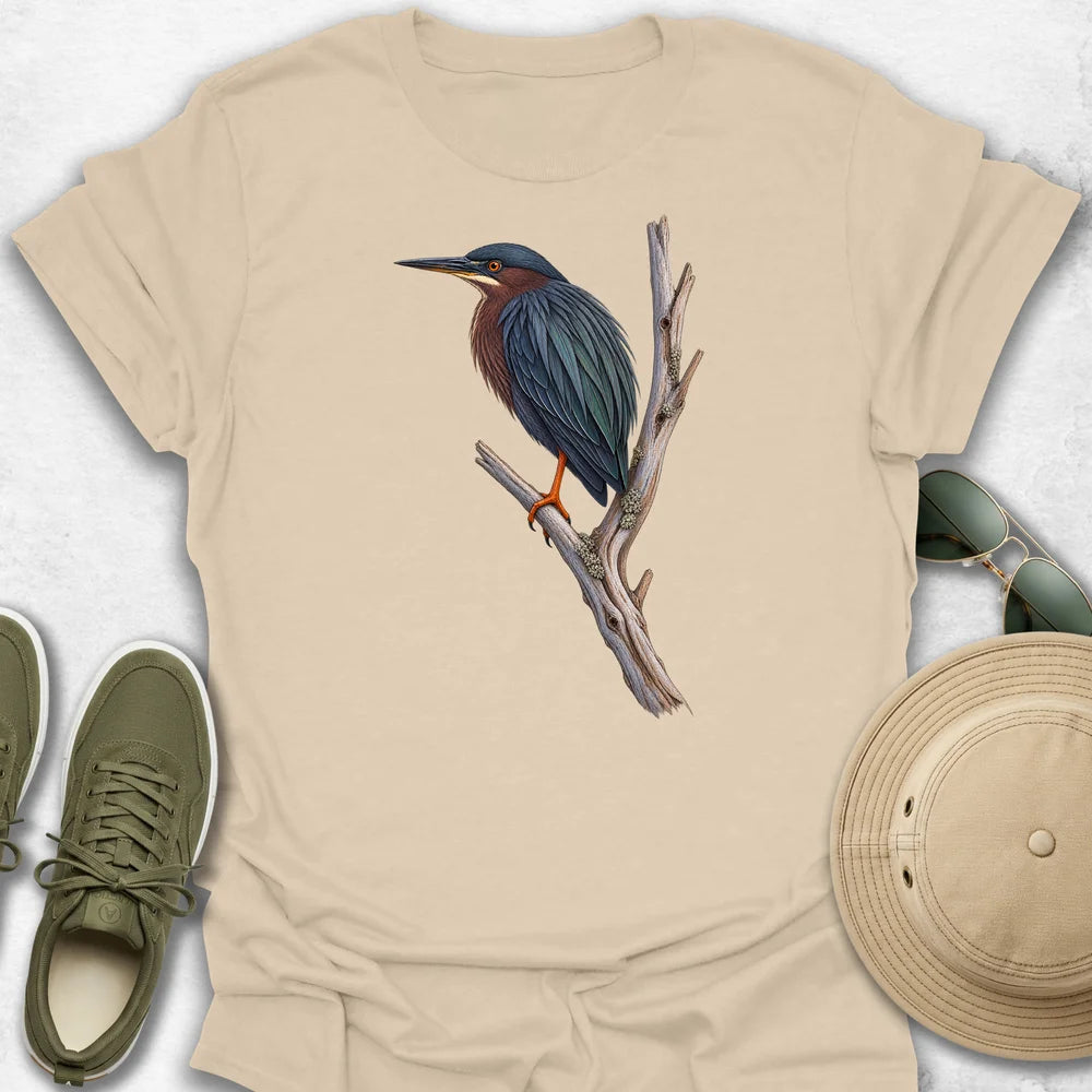 Green Heron Perched on Branch T-Shirt