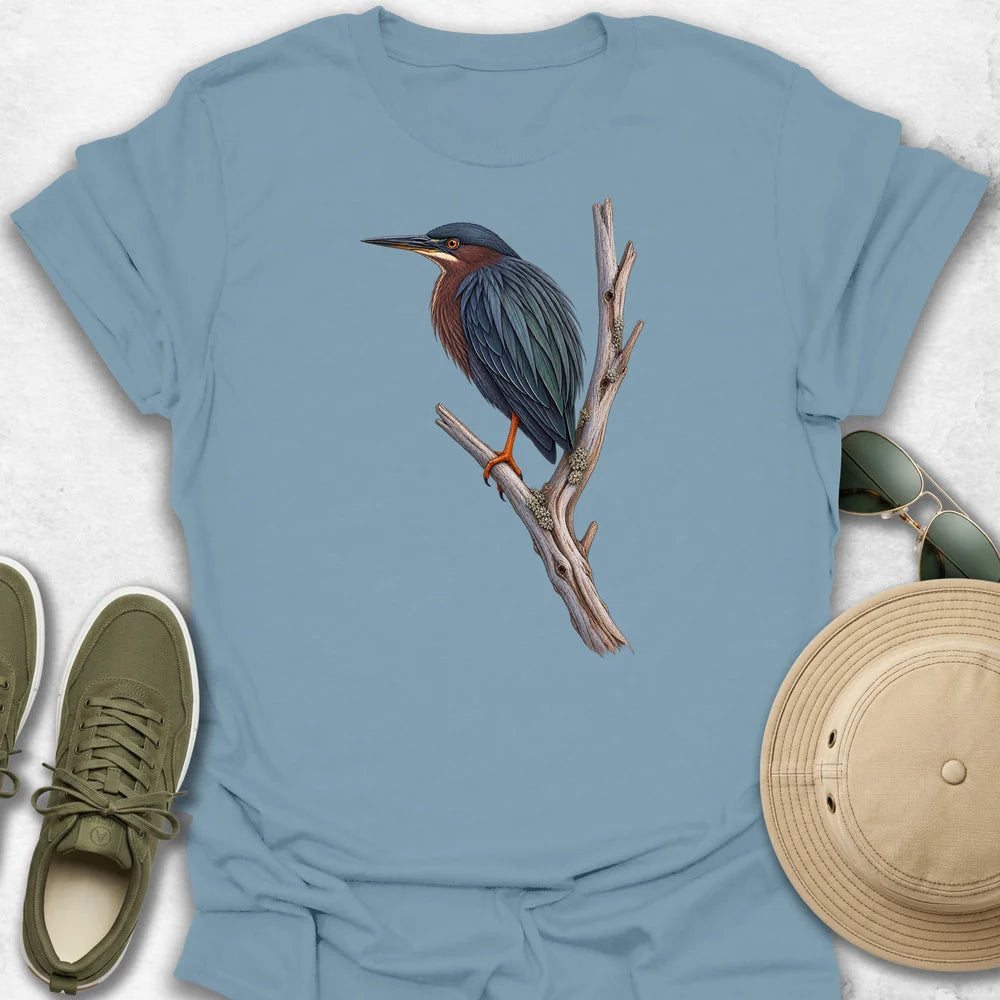Green Heron Perched on Branch T-Shirt