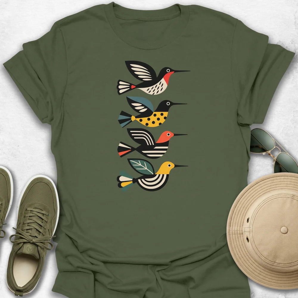 Geometric Hummingbird Quartet T-Shirt