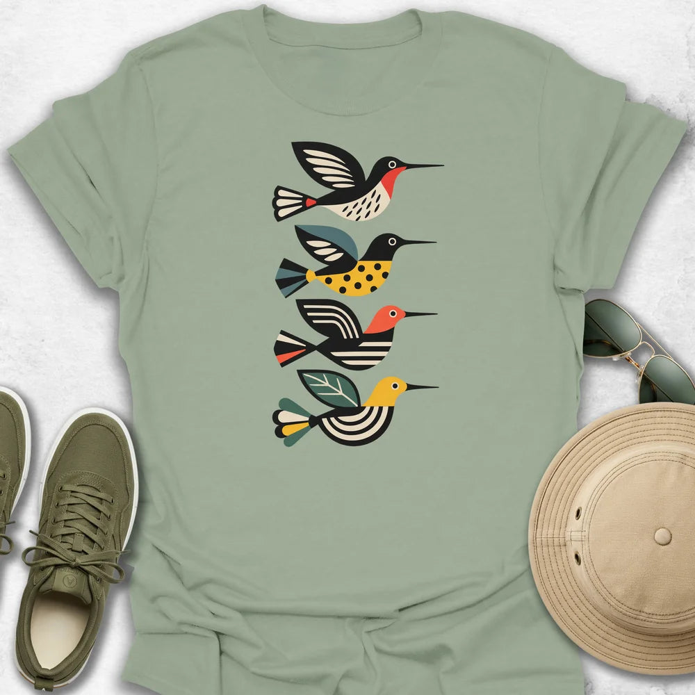 Geometric Hummingbird Quartet T-Shirt