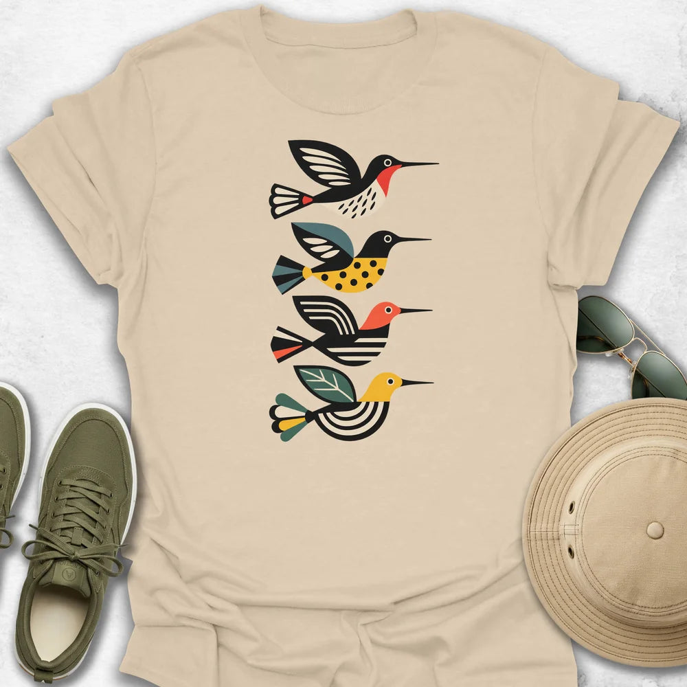 Geometric Hummingbird Quartet T-Shirt