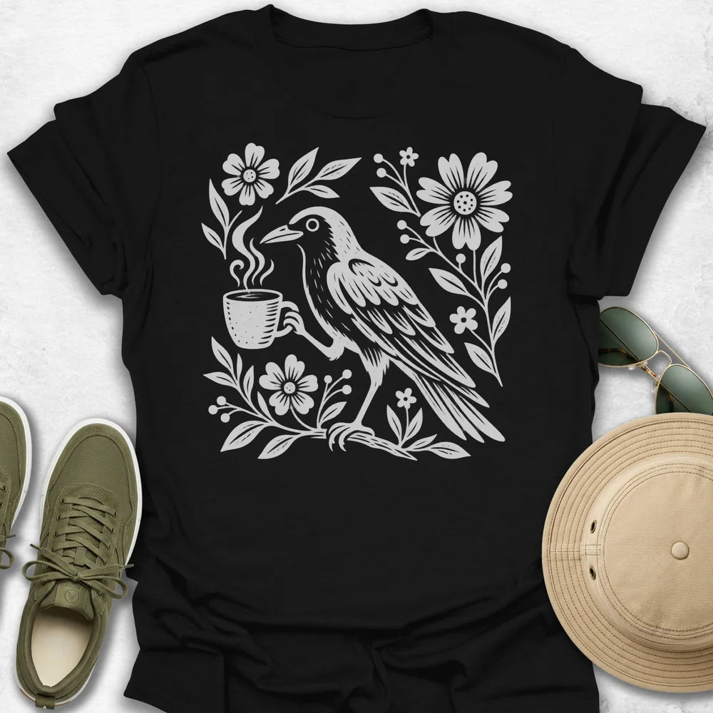 Crow with Coffee T-Shirt