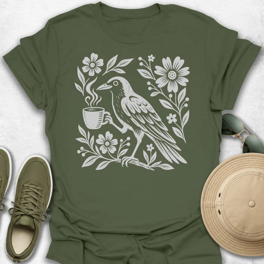 Crow with Coffee T-Shirt