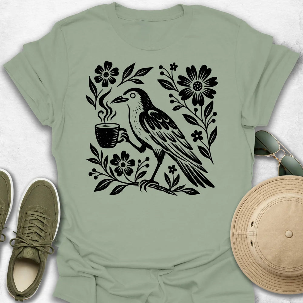 Crow with Coffee T-Shirt
