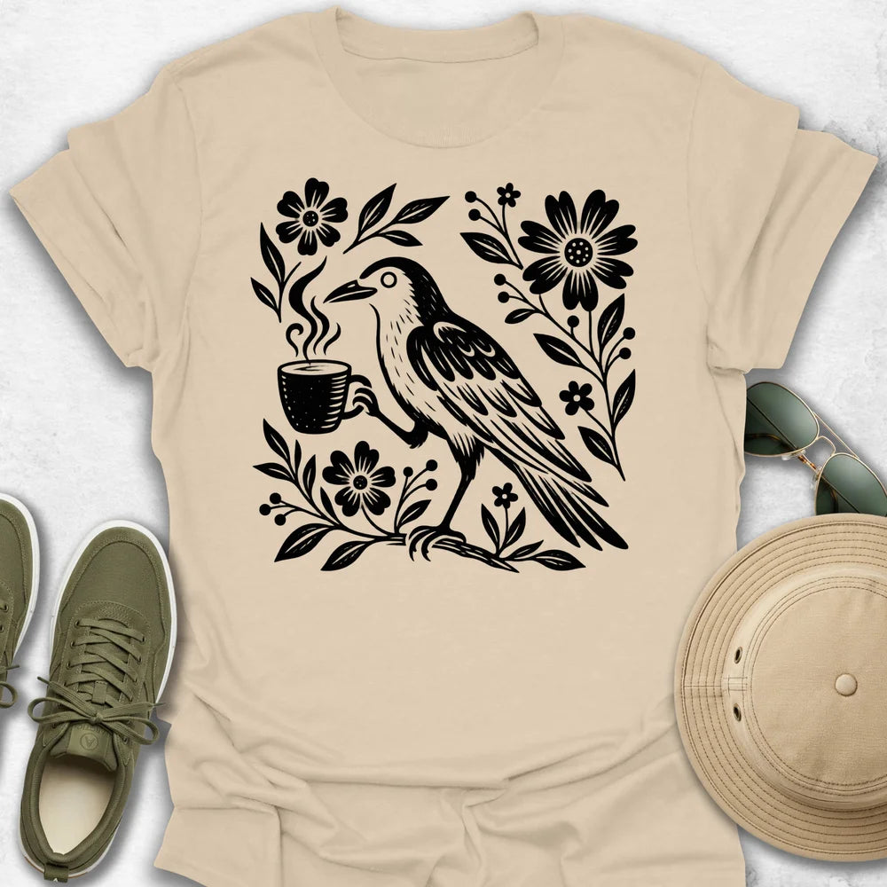 Crow with Coffee T-Shirt