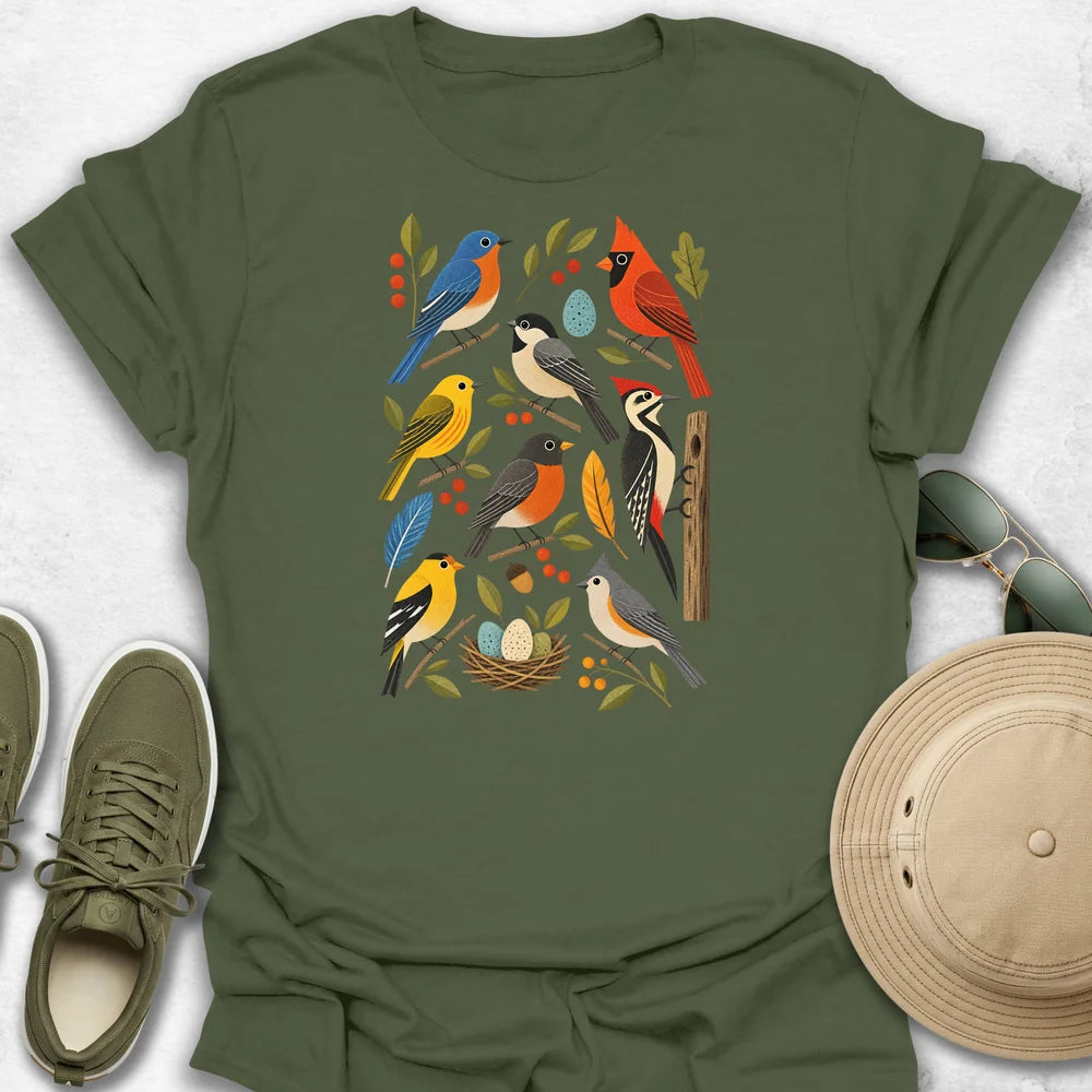 Retro Backyard Birds T-Shirt