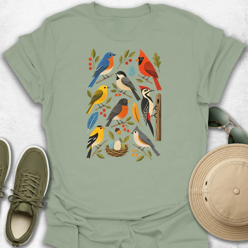 Retro Backyard Birds T-Shirt