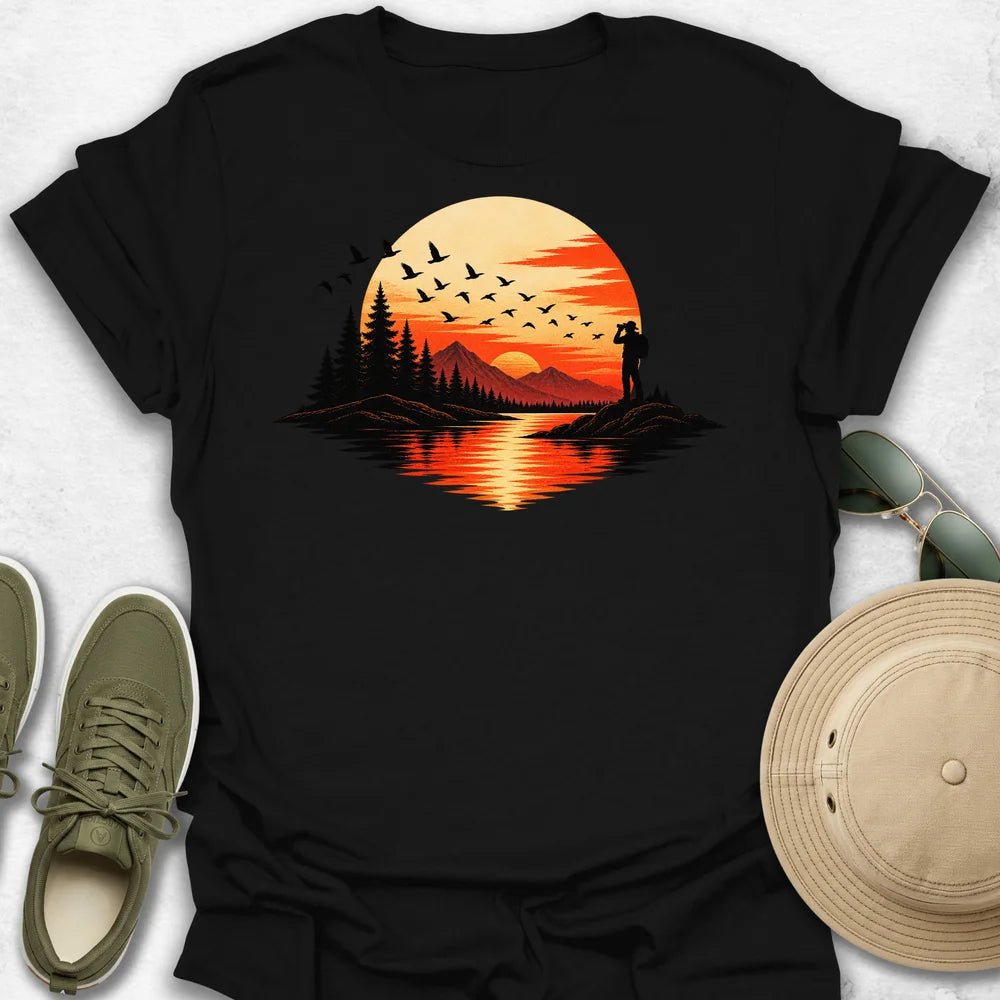 Birder At a Sunset T-Shirt