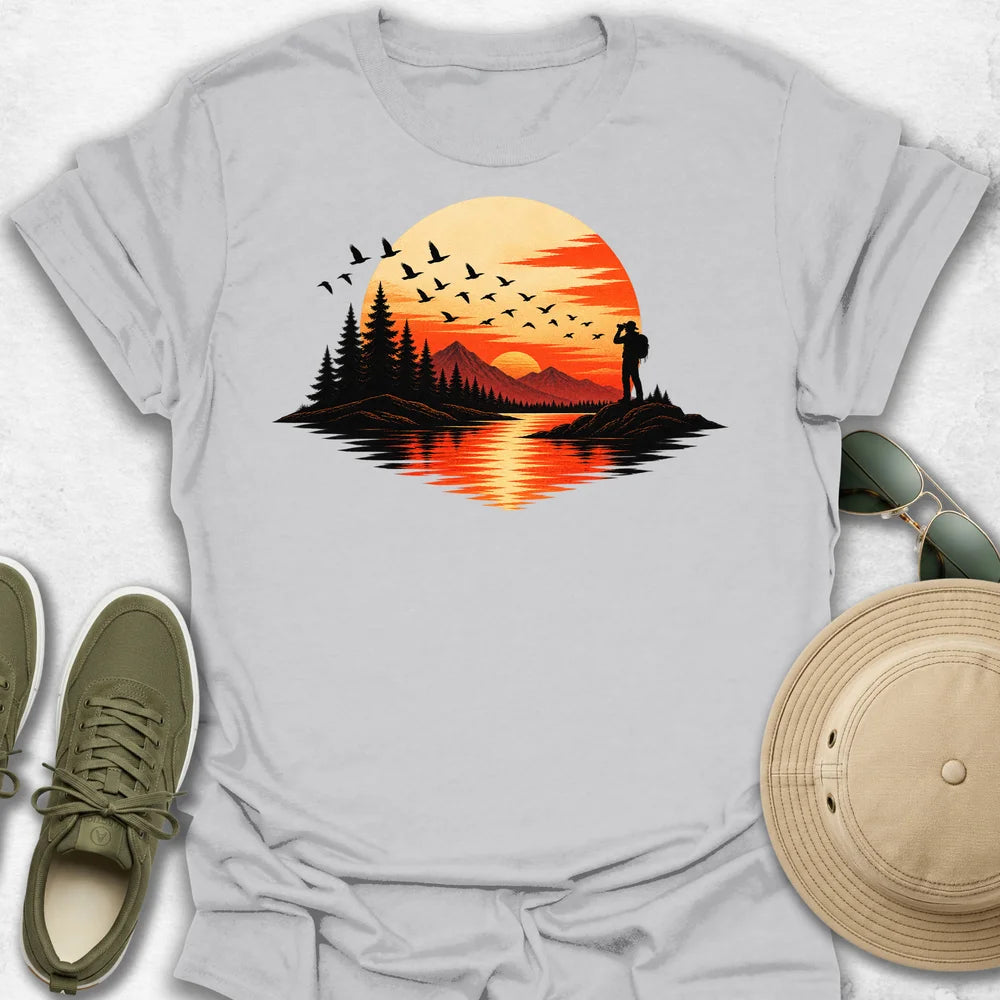 Birder At a Sunset T-Shirt