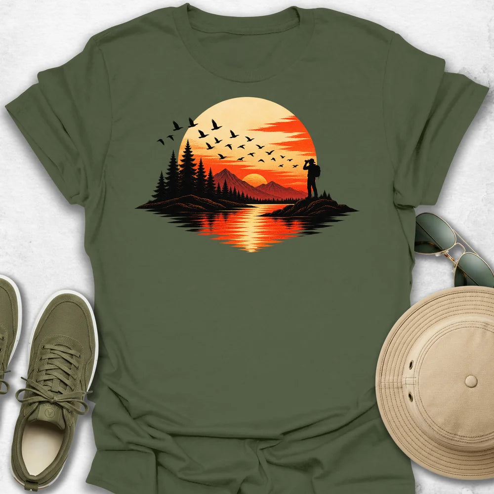 Birder At a Sunset T-Shirt