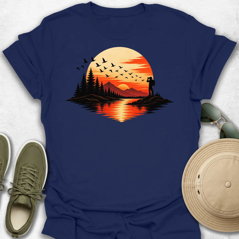 Birder At a Sunset T-Shirt